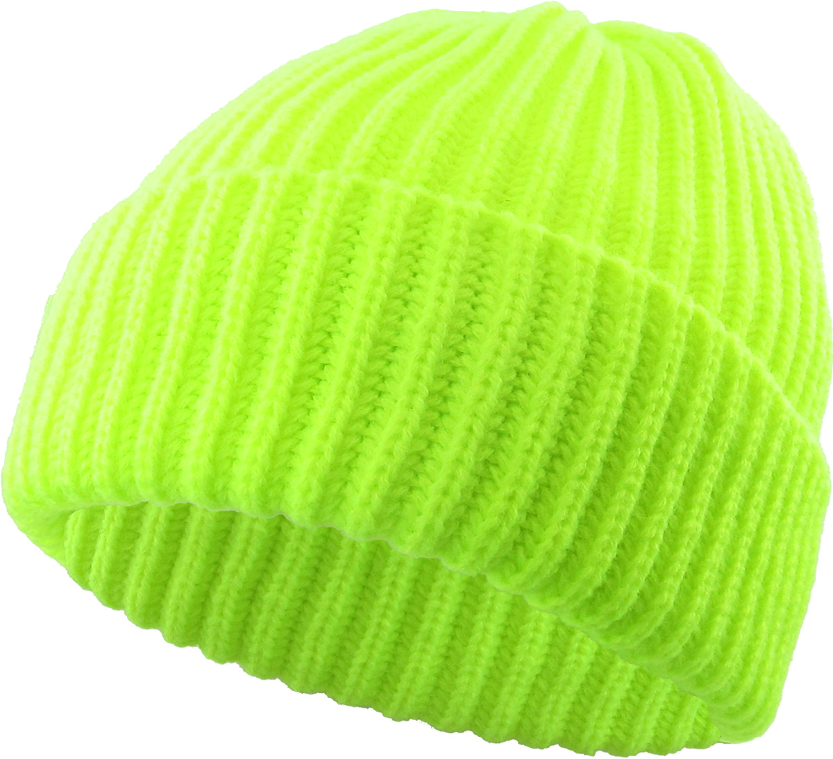 Neon Lime cuffed beanie product view